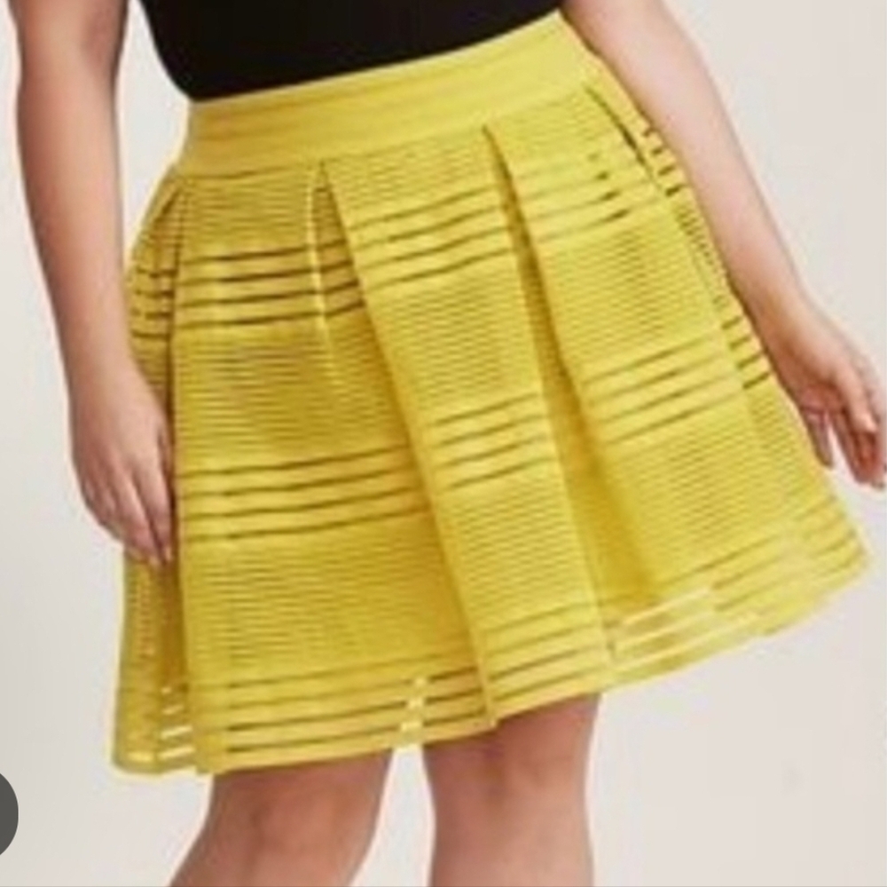 torrid Bright Yellow Striped Mesh Skater Skirt